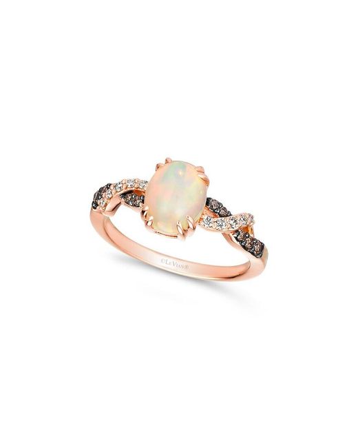Le Vian White Neopolitan Opal 14K Rose 1.23 Ct. Tw. Diamond & Opal Ring