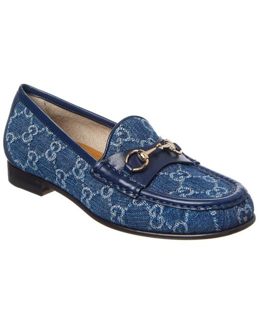 Gucci Blue Horsebit Gg Denim & Leather Loafer
