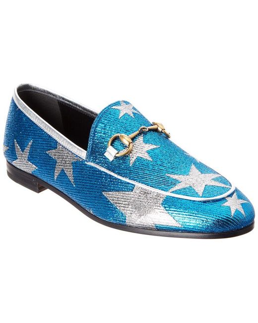 Gucci Blue Brixton Star Textile Loafer