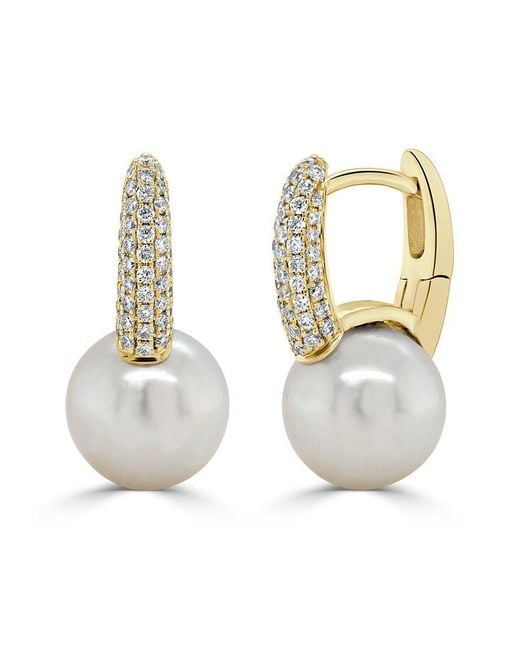 Sabrina Designs White 14K 0.32 Ct. Tw. Diamond & Pearl Dangle Earrings