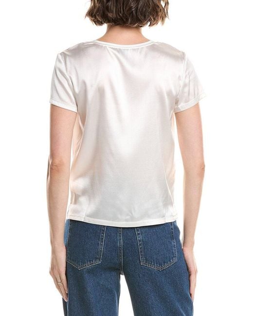 ATM White Stretch Silk-Blend Top