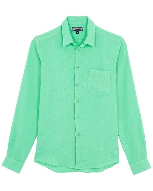 Vilebrequin Green Linen Shirt for men