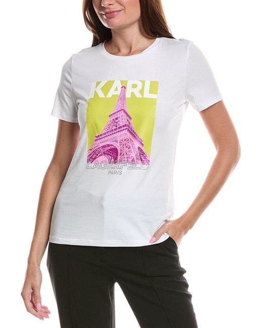 Karl Lagerfeld White Eiffel Tower T-Shirt