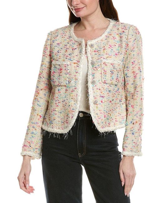 Beulah London Natural Wool-Blend Tweed Jacket