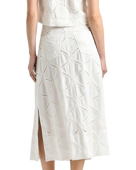 10 Crosby Derek Lam White Nydia Cotton Eyelet Midi Skirt