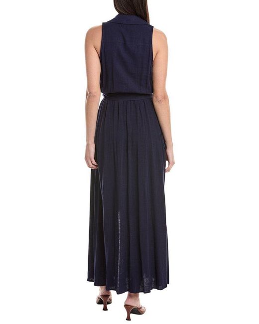 L'Agence Blue Mayer Military Maxi Dress
