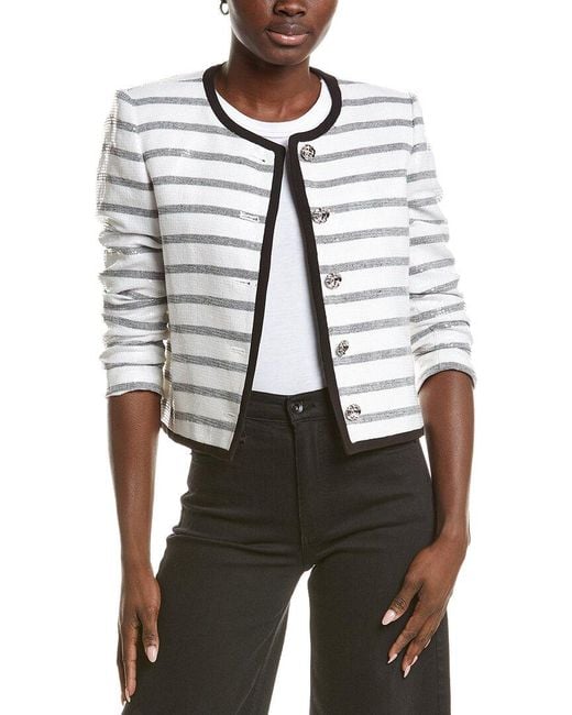 Karl Lagerfeld White Sequin Stripe Jacket