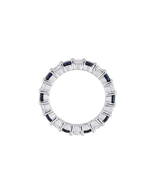Rina Limor Silver 3.50 Ct. Tw. Lab-grown Created Blue Sapphire, Created White Sapphire Eternity Ring