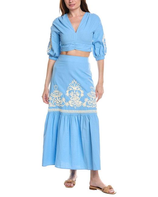 ANNA KAY Blue 2Pc Mai Tai Lace Top & Maxi Skirt Set