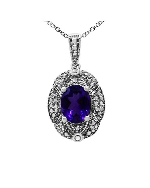 Haus of Brilliance Blue 1.75 Ct. Tw. Diamond & Amethyst Pendant Necklace