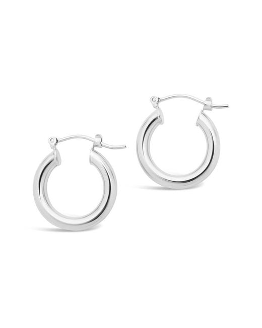 Sterling Forever Multicolor Rhodium Plated Chunky Tube Hoops