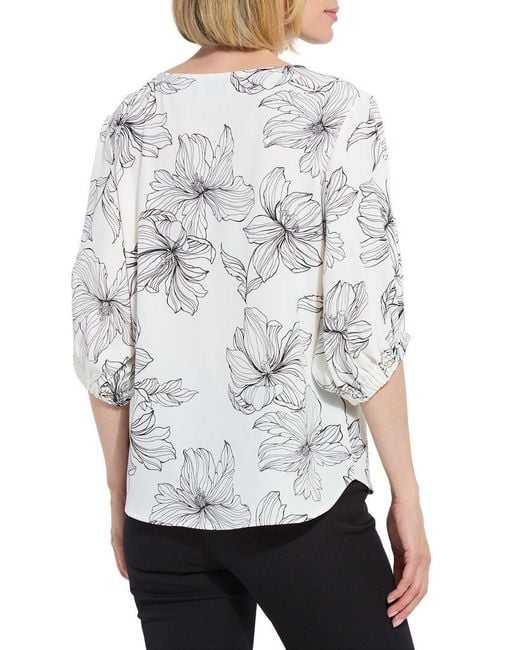 Lyssé White Veda Boat Neck Balloon Sleeve Blouse