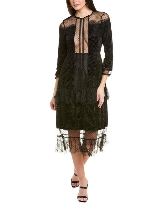 Gracia Black Velvet Glitter Maxi Dress