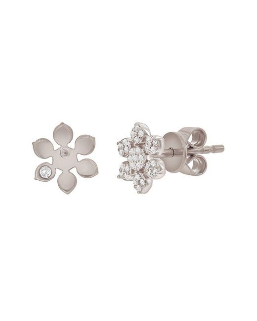 Suzy Levian White 14k 0.13 Ct. Tw. Diamond Snowflake Earrings
