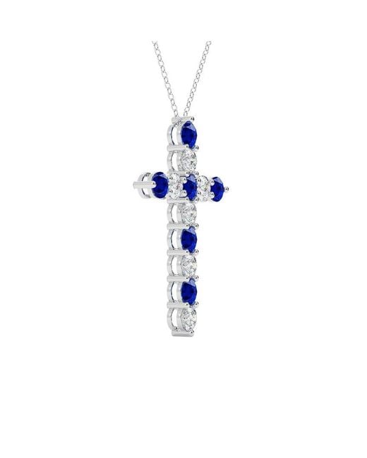 VOWE Blue 14K 3.00 Ct. Tw. Lab-Grown Diamond & Lab-Grown Sapphire Pendant