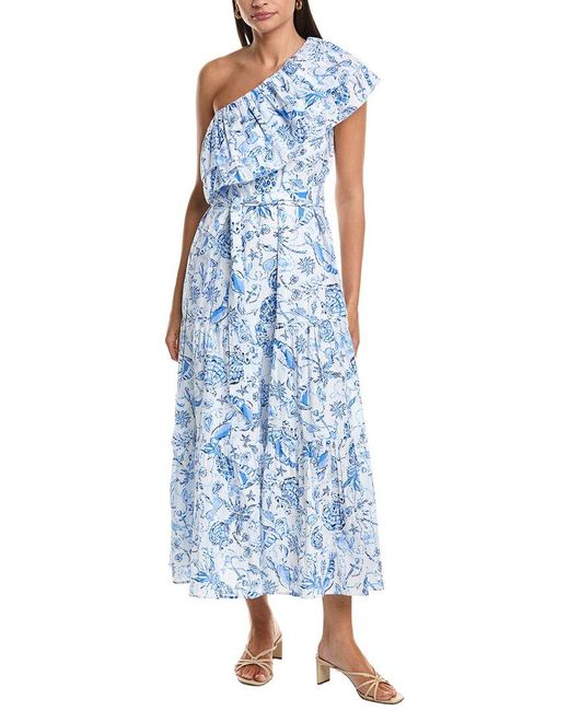 Lilly Pulitzer Blue Mayella Off The Shoulder Midi Dress