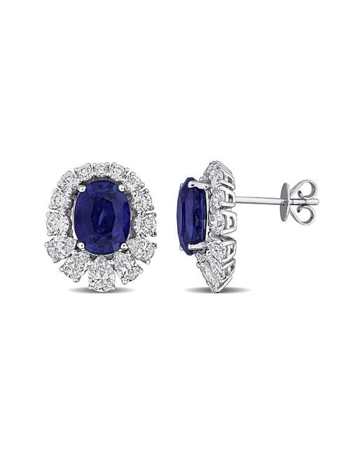 Rina Limor Blue 14K 8.78 Ct. Tw. Diamond & Sapphire Halo Earrings