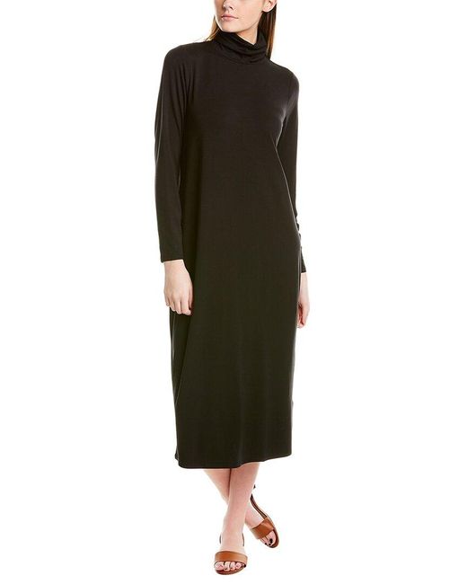 Eileen Fisher Scrunch Neck Jersey Dress in Black - Save 1% | Lyst UK