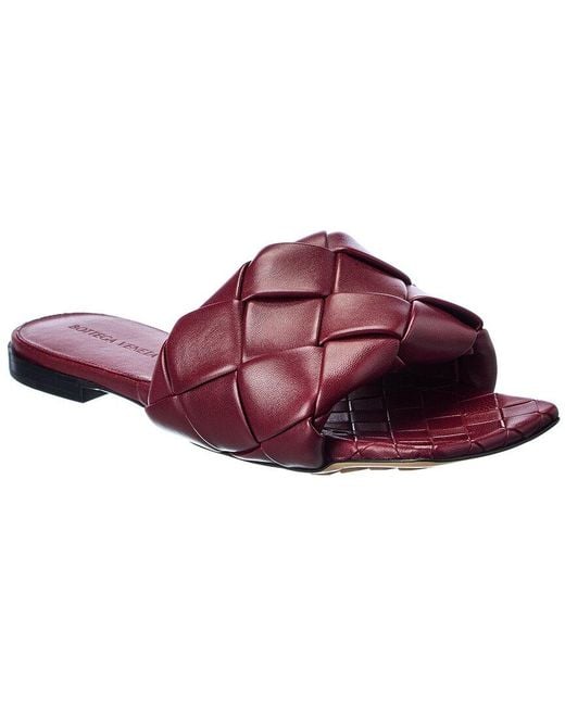 Bottega Veneta Red The Lido Intrecciato Leather Sandal