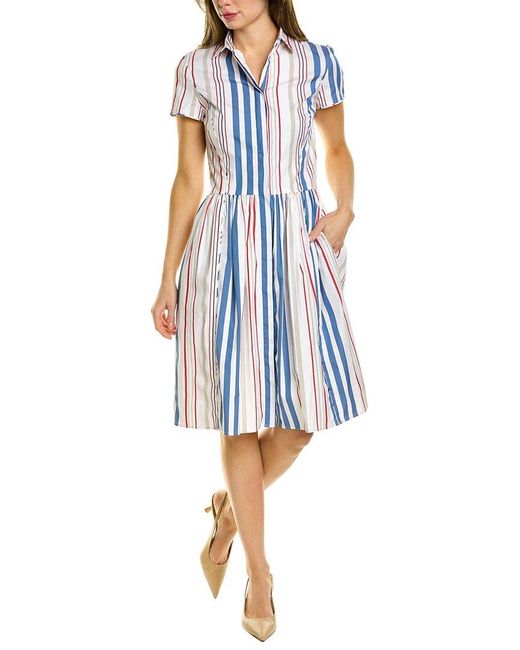 Oscar de la Renta Blue Midi Shirtdress