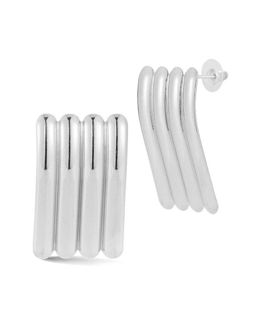 Glaze Jewelry White Plated Stainless Steel Sculptural Statement Stud Earrings