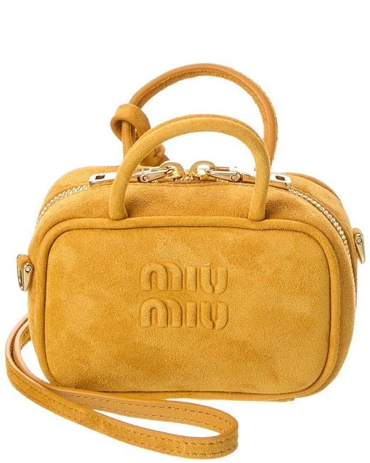 Miu Miu Metallic Beau Suede Micro Bag