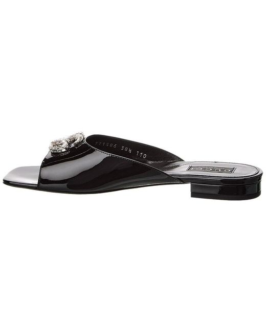 Gucci Black Double G Patent Slide Sandal