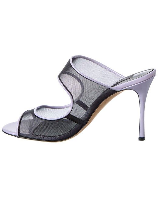 Sergio Rossi Purple Godiva 90 Mesh & Patent Sandal