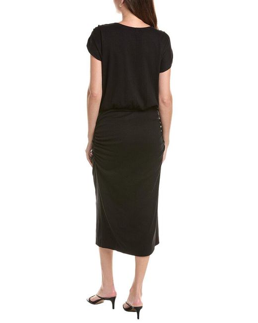 Michael Stars Black Pippa Gathered Midi Dress