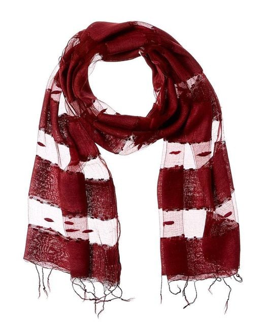 Blue Pacific Red Hand-Woven Silk-Blend Scarf