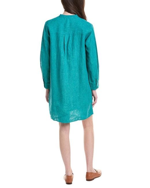 Eileen Fisher Blue Petite Mini Tunic Linen Dress