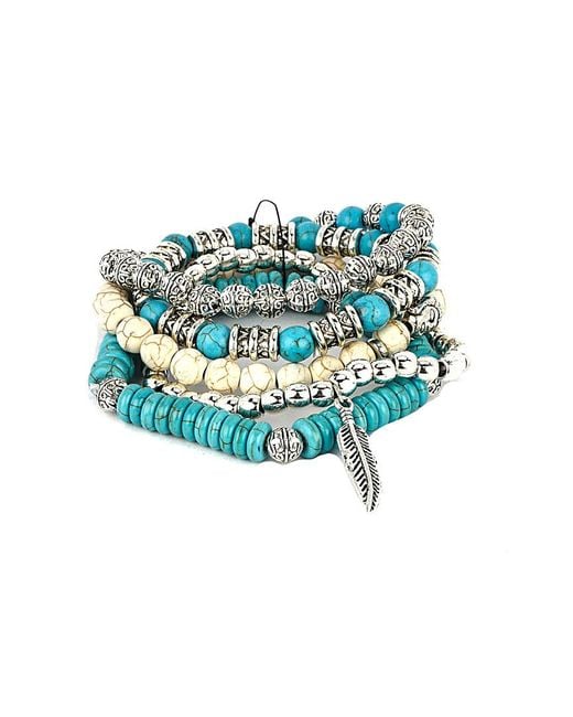 jean claude Blue Set Of 5 Boho Chic Bracelets for men