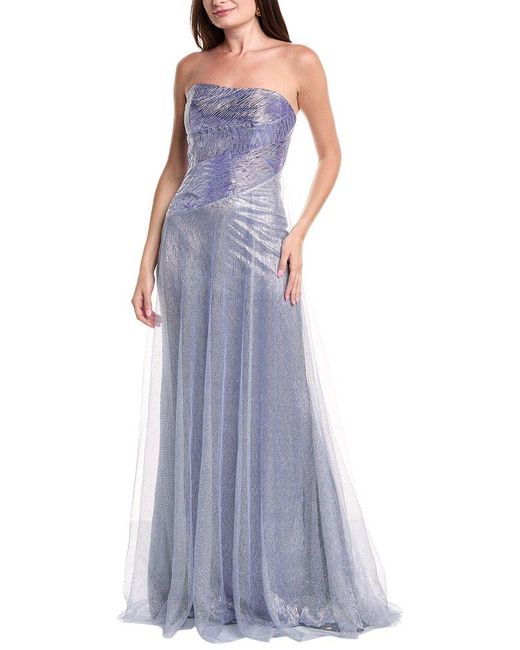 Rene Ruiz Purple Tulle Overlay Gown