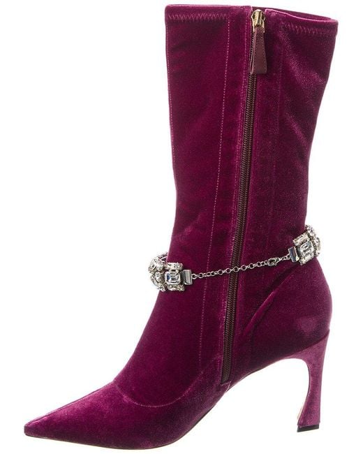 Alexandre Birman Purple Riviera Velour Boot