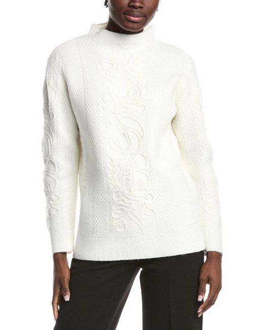 Anne Klein White Cable Knit Sweater