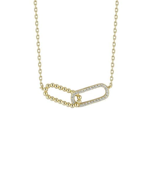 Glaze Jewelry Metallic 14K Plated Cz Double Link Necklace