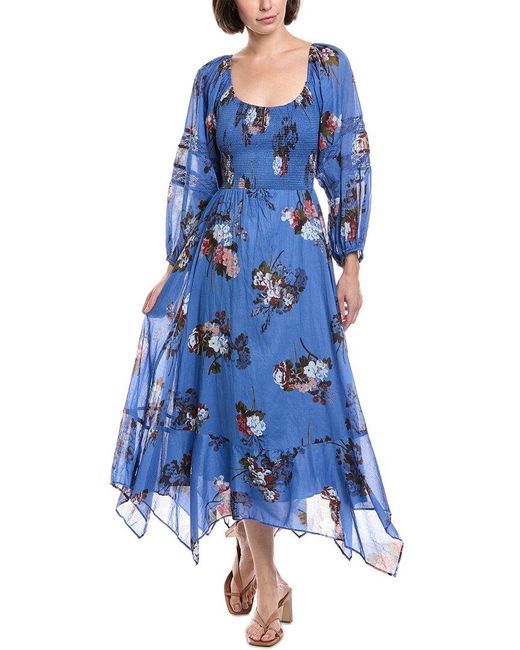 Free People Blue Morning Glory Maxi Dress