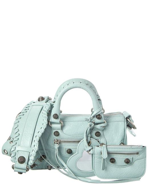 Balenciaga Green Le Cogole Mini Leather Shoulder Bag