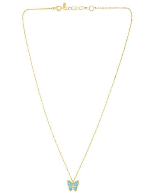 Italian Gold White 14K Butterfly Necklace