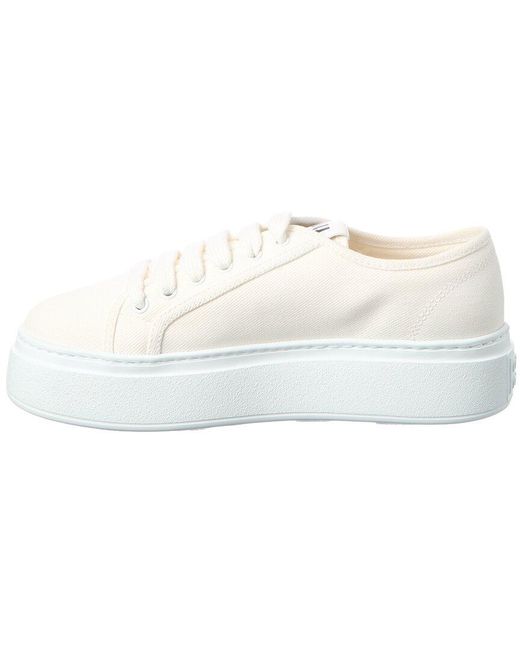 Miu Miu White Logo Leather Sneaker