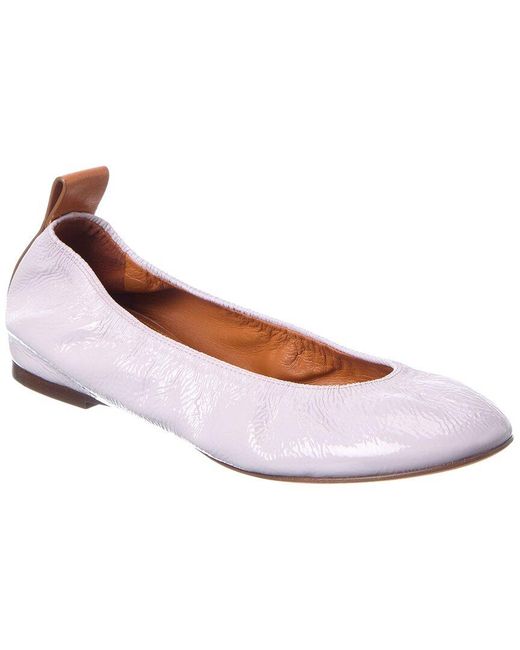 Lanvin Pink Cuir Crinkled Patent Ballerina Flat