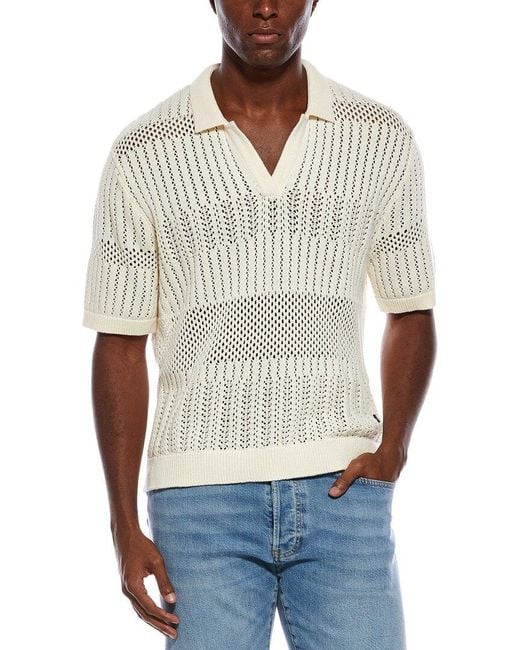 Civil Society White Rapa Boxy Crop Blocked Chunky Knit Jersey Shirt for men