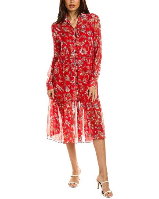 Rag & Bone Red Libby Printed Silk-blend Dress