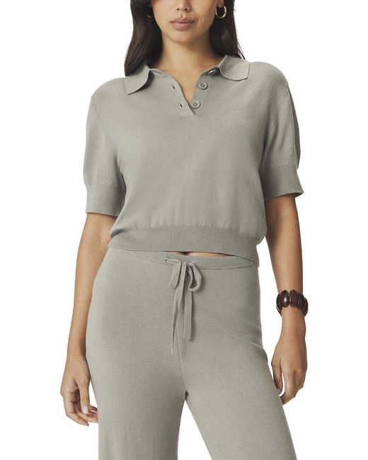 Splendid Gray Christa Polo Sweater