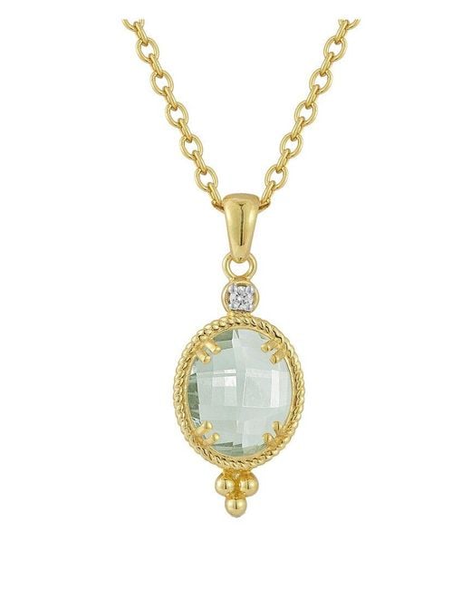 Reiss Metallic 14k 2.49 Ct. Tw. Diamond & Green Amethyst Necklace