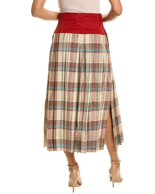 Tory Burch Multicolor Plaid Silk-blend Skirt