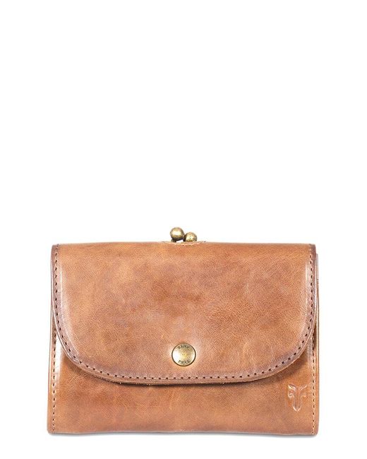 Frye Brown Melissa Clip Leather Purse