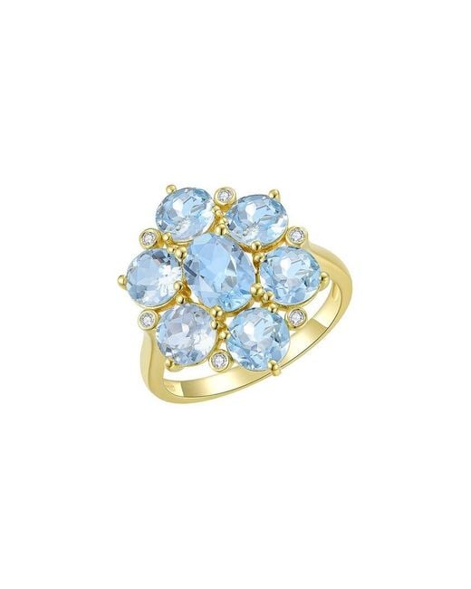 Nina Zhou Jewelry White 14K 3.56 Ct. Tw. Diamond & Aquamarine Cocktail Ring