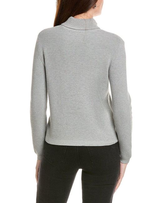 Hannah Rose Gray Shaker Turtleneck Cashmere-blend Sweater