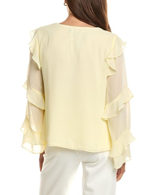 1.STATE Yellow Long Sleeve Ruffle Top